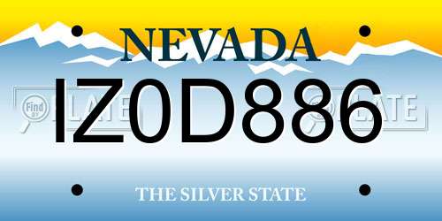 IZ0D886 Nevada License Plate