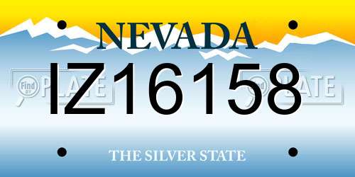 IZ16158 Nevada License Plate