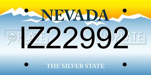 IZ22992 Nevada License Plate