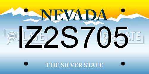 IZ2S705 Nevada License Plate