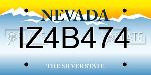 IZ4B474 Nevada License Plate