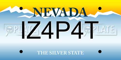 IZ4P4T Nevada License Plate