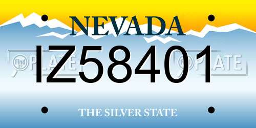 IZ58401 Nevada License Plate