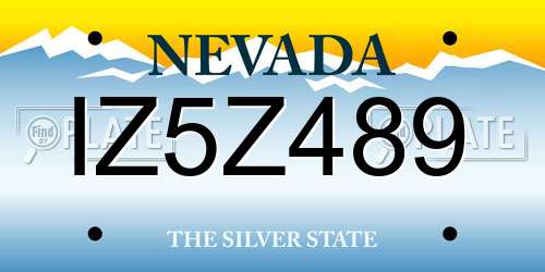 IZ5Z489 Nevada License Plate