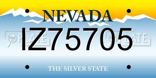 IZ75705 Nevada License Plate