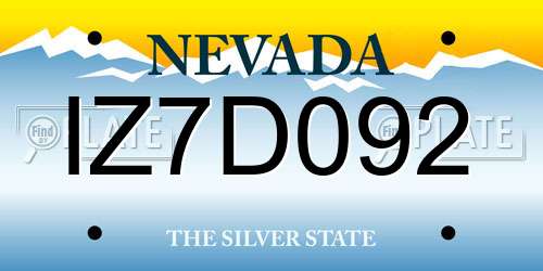 IZ7D092 Nevada License Plate