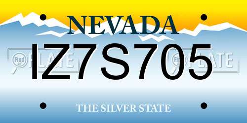 IZ7S705 Nevada License Plate