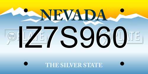 IZ7S960 Nevada License Plate