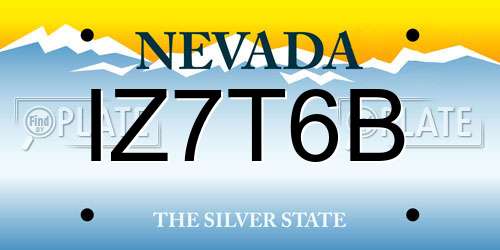 IZ7T6B Nevada License Plate