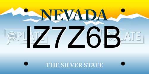 IZ7Z6B Nevada License Plate