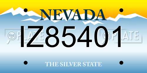 IZ85401 Nevada License Plate