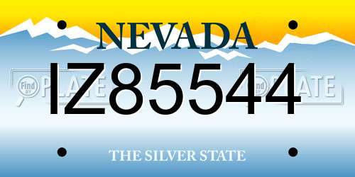 IZ85544 Nevada License Plate