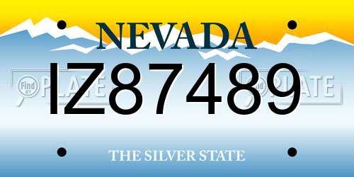 IZ87489 Nevada License Plate