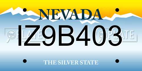 IZ9B403 Nevada License Plate