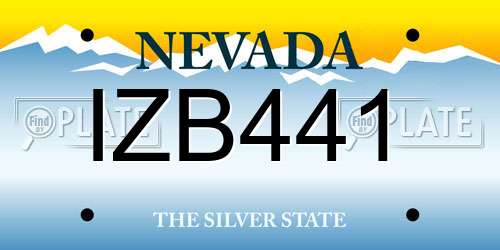 IZB441 Nevada License Plate