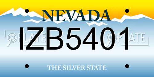IZB5401 Nevada License Plate