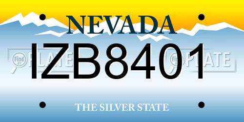 IZB8401 Nevada License Plate
