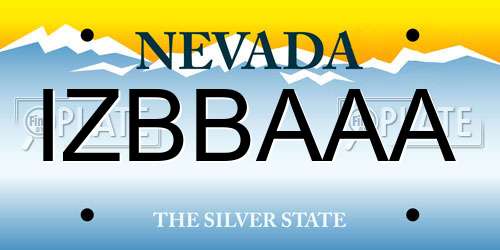 IZBBAAA Nevada License Plate