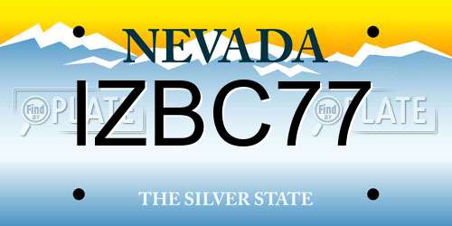 IZBC77 Nevada License Plate
