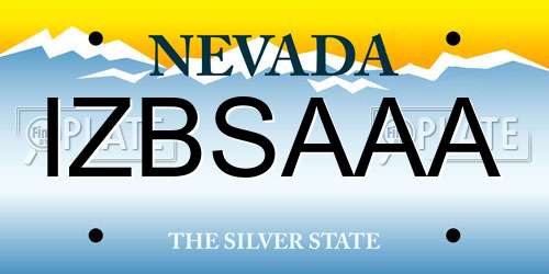 IZBSAAA Nevada License Plate