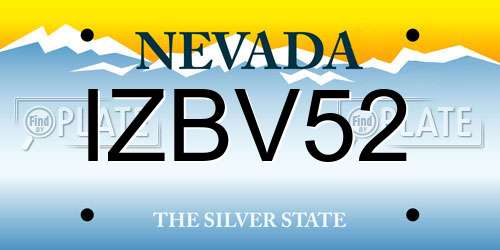 IZBV52 Nevada License Plate