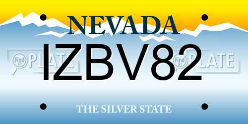 IZBV82 Nevada License Plate