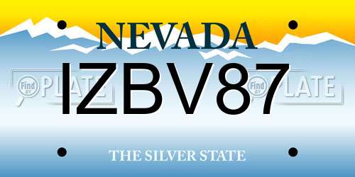 IZBV87 Nevada License Plate