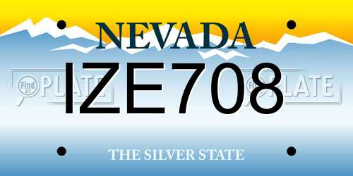 IZE708 Nevada License Plate