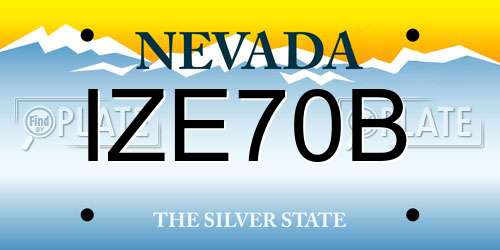 IZE70B Nevada License Plate