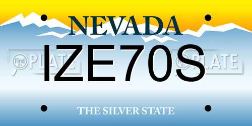 IZE70S Nevada License Plate