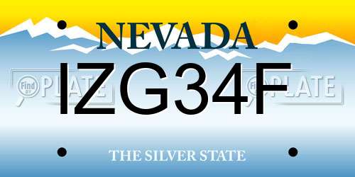 IZG34F Nevada License Plate
