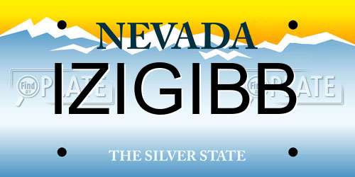 IZIGIBB Nevada License Plate