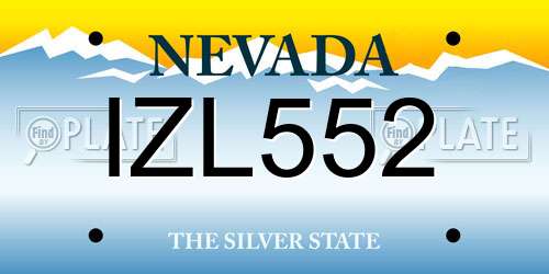 IZL552 Nevada License Plate