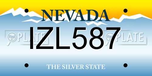 IZL587 Nevada License Plate