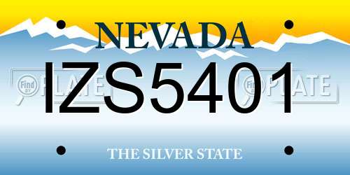 IZS5401 Nevada License Plate