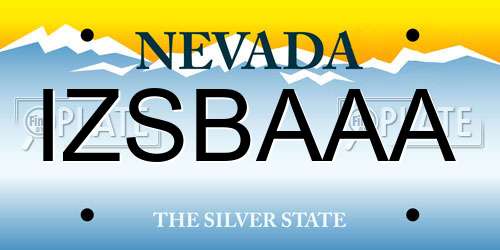 IZSBAAA Nevada License Plate