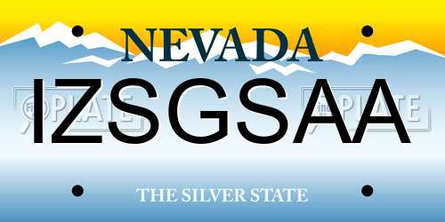 IZSGSAA Nevada License Plate