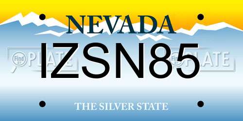 IZSN85 Nevada License Plate