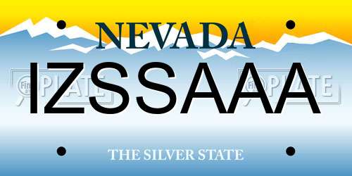 IZSSAAA Nevada License Plate