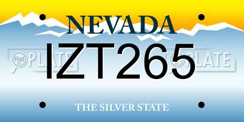 IZT265 Nevada License Plate