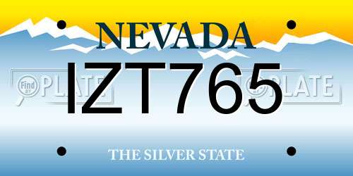 IZT765 Nevada License Plate