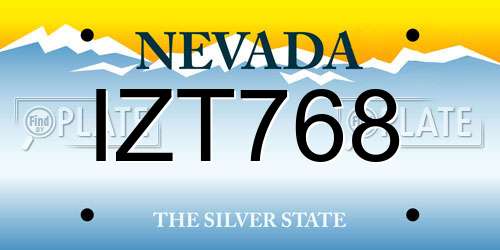 IZT768 Nevada License Plate