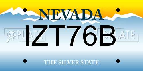 IZT76B Nevada License Plate