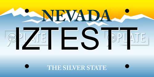 IZTESTT Nevada License Plate