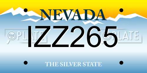 IZZ265 Nevada License Plate