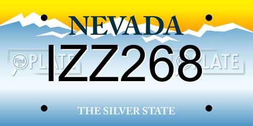 IZZ268 Nevada License Plate