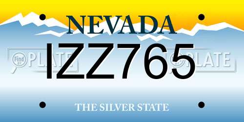IZZ765 Nevada License Plate