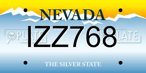 IZZ768 Nevada License Plate