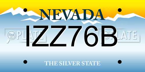 IZZ76B Nevada License Plate