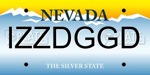 IZZDGGD Nevada License Plate